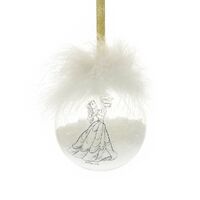 Disney Christmas By Widdop And Co Bauble - Feather Glass Belle & Beast