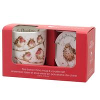 Wrendale Designs By Royal Worcester Christmas Mug and Coaster - Family Christmas