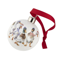 Royal Worcester Wrendale Christmas Bauble - All Wrapped Up Ducks