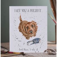 Wrendale Designs Greeting Card - I got you a Present… but then I ate it