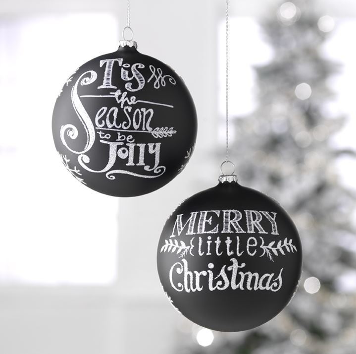 Raz Hanging Ornaments Set Of 2 Black Christmas Ball Ornaments