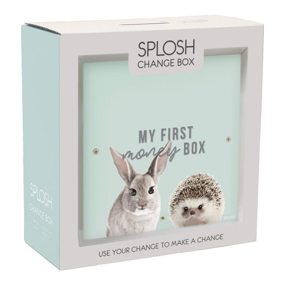 Splosh My First Money Box Change Box Gift Square Glass Front To See Savings Inside 