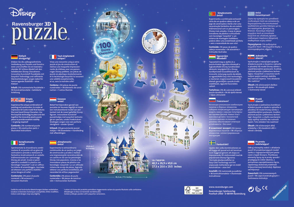 Ravensburger 3D Puzzle 216pc Disney Castle