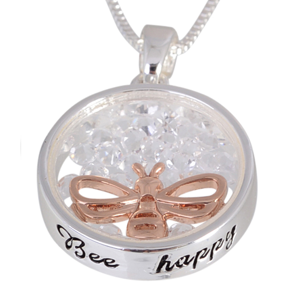 Equilibrium Rose Gold Plated Guardian Angel Wings Necklace diamante decor