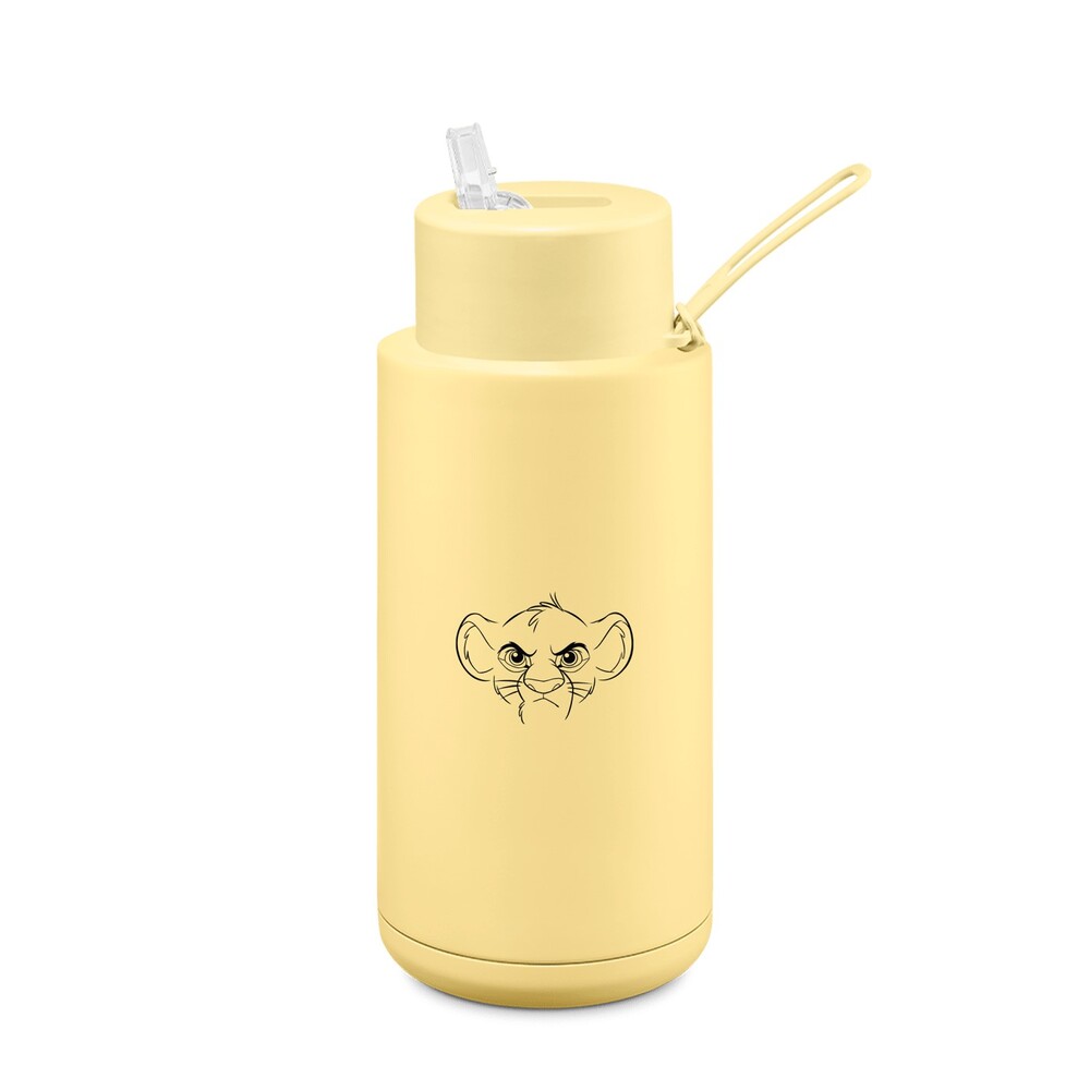 frank green Chrome Ceramic Reusable Water Bottle with Straw Lid, 34oz  Capacity (Chrome Silver - Neon Yellow Lid)