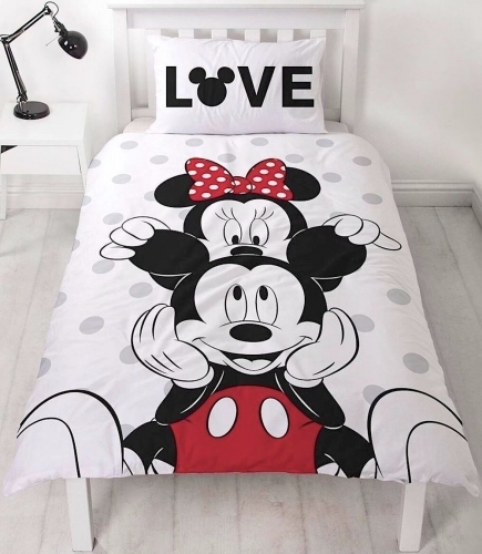 Mickey & Minnie Mouse Disney Besties Single/Twin Bed Quilt Doona Duvet Cover Set 