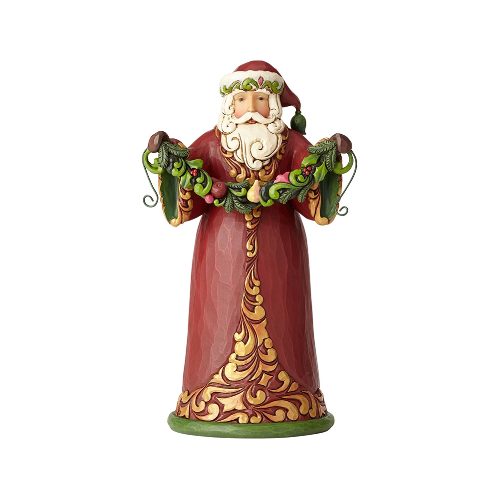 Heartwood Creek Santa Collection - Red/Green Santa Holding Garland ...