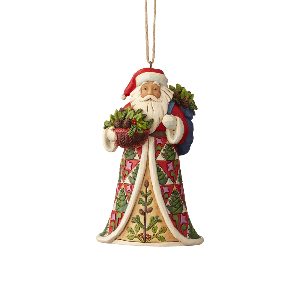 Heartwood Creek Pinecone Santa Hanging Ornament