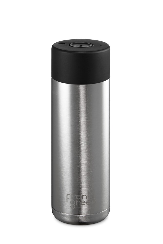 Frank Green Reusable Bottle Ceramic 595ml Brushed Steel Push Button Lid