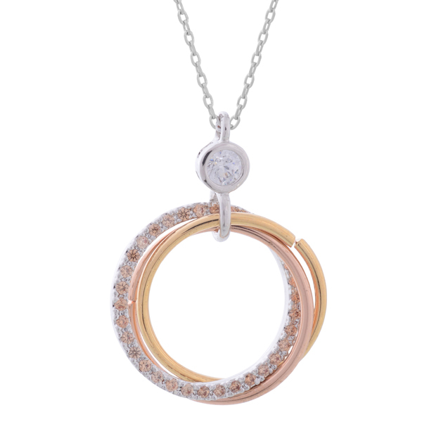 Equilibrium Diamond 3 Ring Necklace - Rose Gold