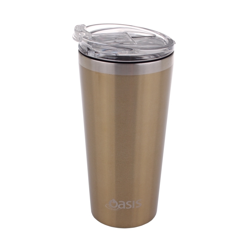 Oasis Insulated Travel Coffee Cup with Lid 480ml Champagne