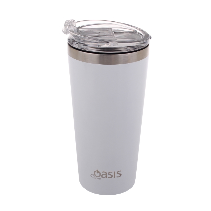 Oasis Insulated Travel Coffee Cup with Lid 480ml White