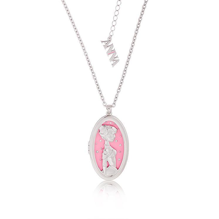 Disney Couture Kingdom Frozen Anna Cameo Necklace White Gold