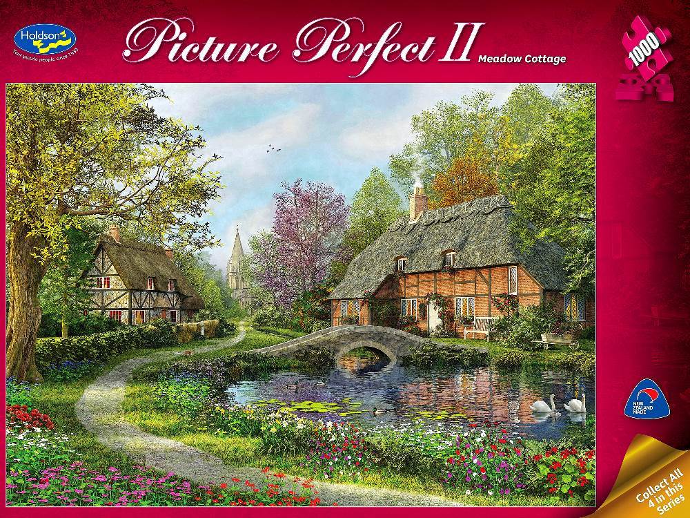 Puzzle King 1000 Pezzi "April Cottage" | Paesaggio Campestre Con Cottage | Dimensioni 68x49 Cm