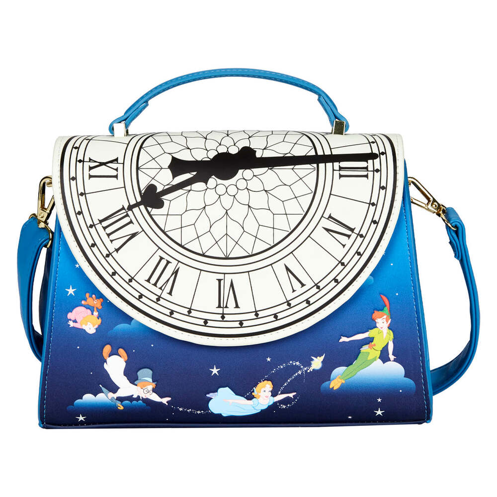 Loungefly Disney Peter Pan Clock Glow In The Dark Crossbody Bag
