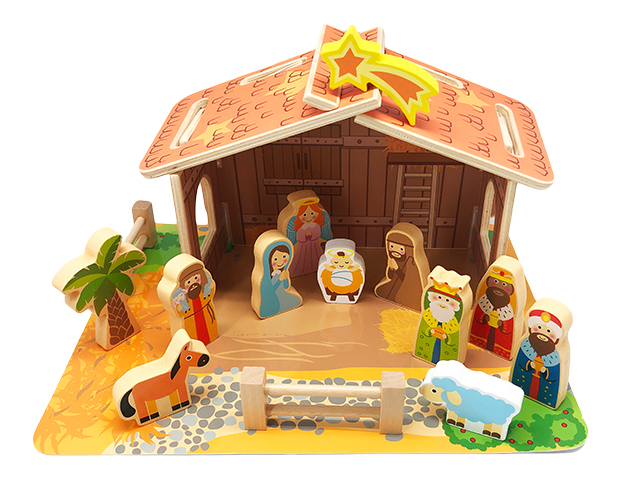 children's wooden nativity set