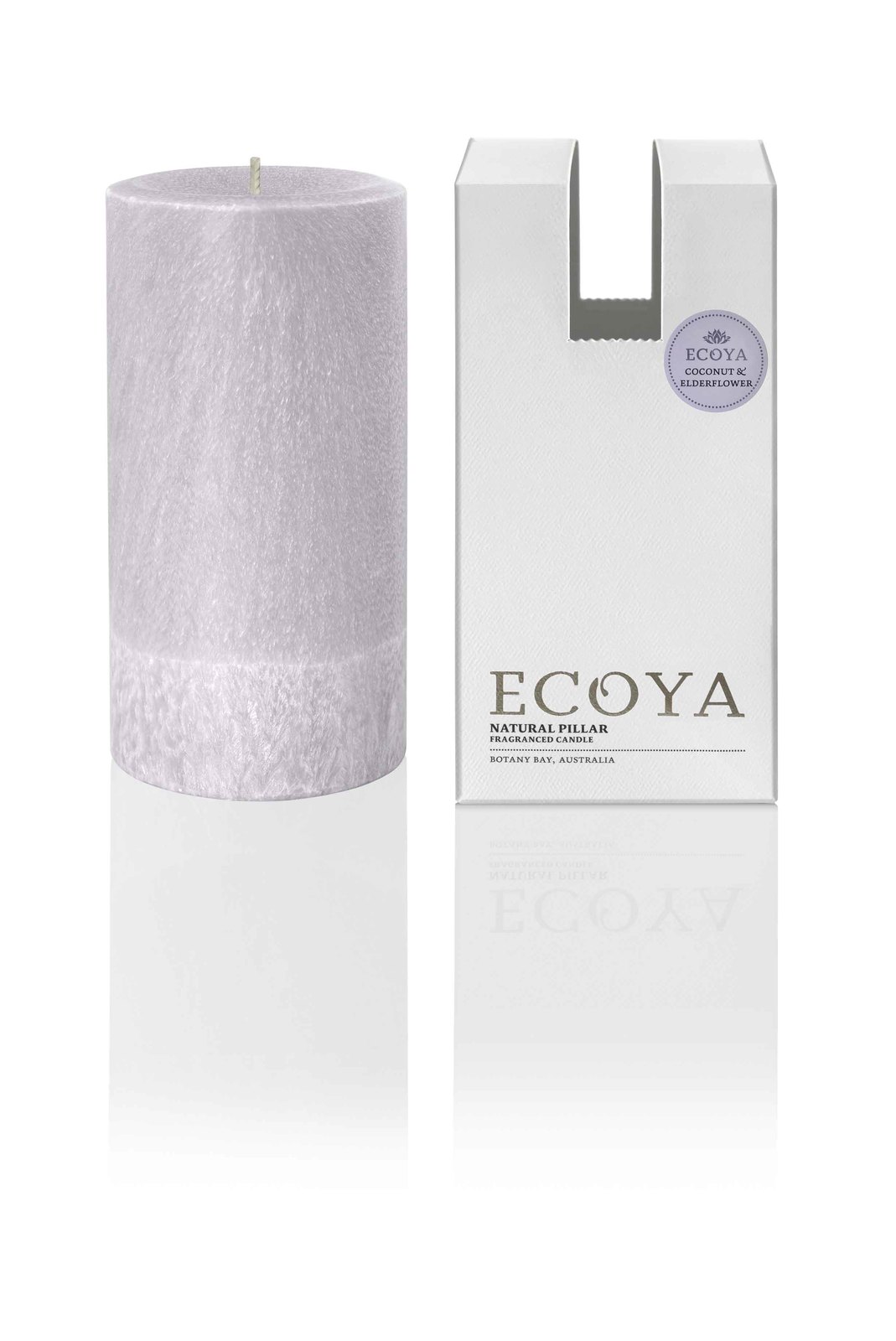 Ecoya Medium Coloured Pillar Candle Coconut & Elderflower