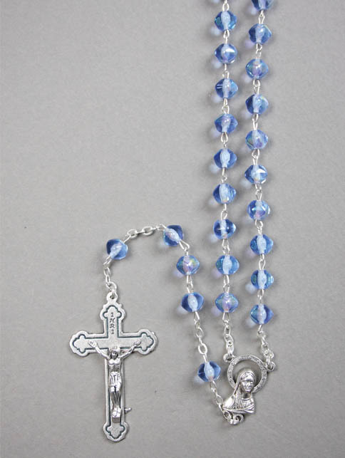 Glass AUR BOR Rosary - Blue RO326B