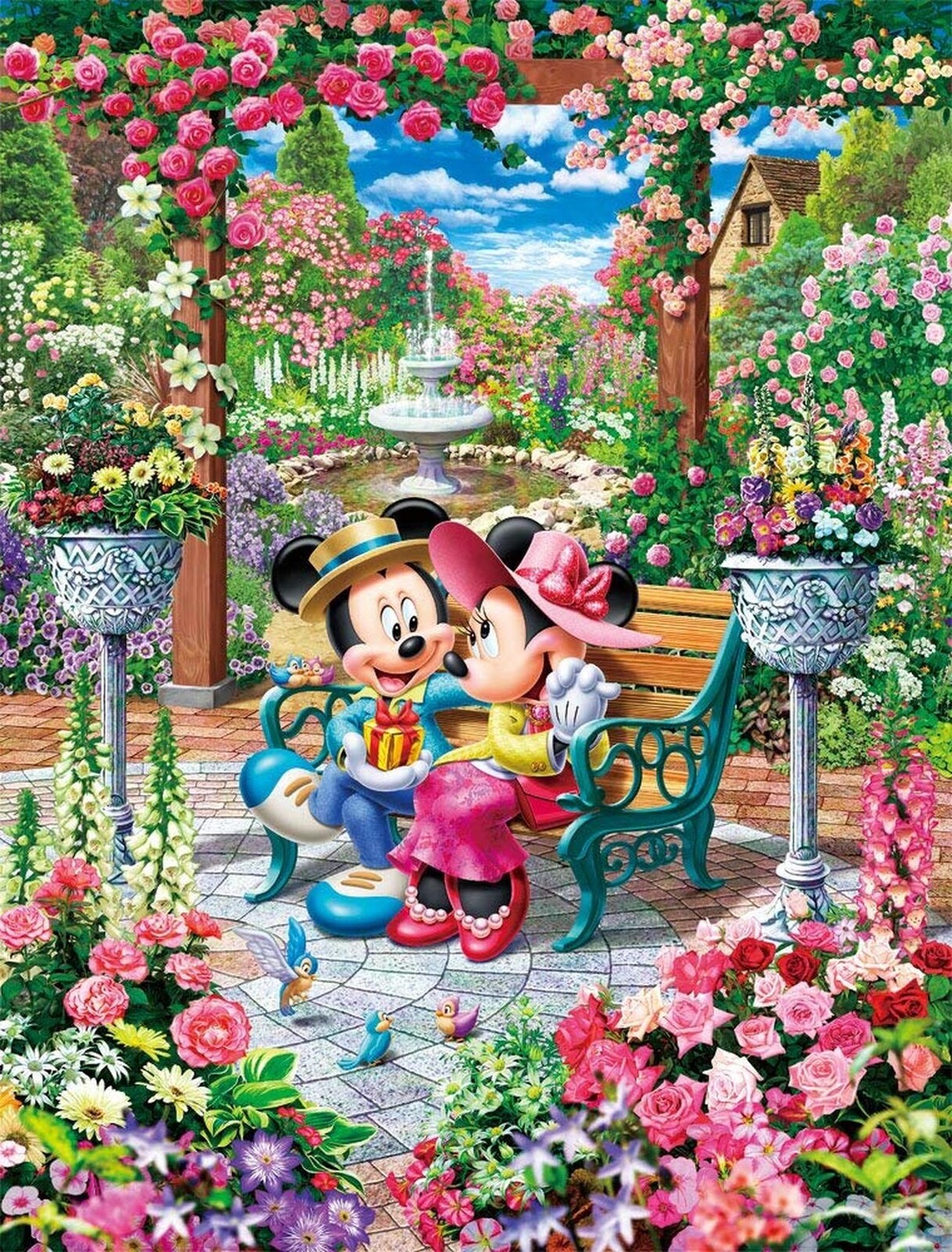 Tenyo Puzzle 500pc Disney Mickey and Minnie Blooming Love Royal Garden
