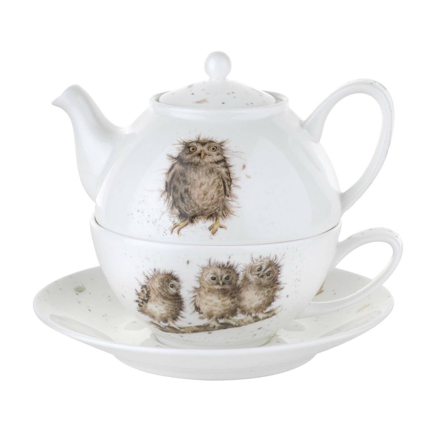 Royal Worcester Wrendale Designs Tea For One with Saucer Owls