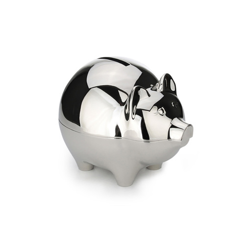 Pink 'My First Piggy Bank' MINI Money Box White with Hearts 12cm 