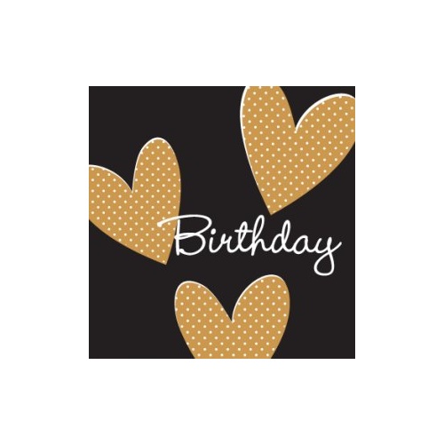 Greeting Card - Birthday Gold Hearts