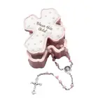 Roman Inc - Trinket Box With Rosary - Bless This Child Pink
