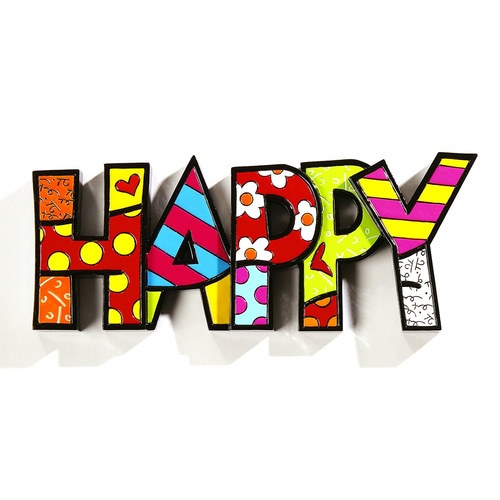 Romero Britto Large Decor Words - Happy