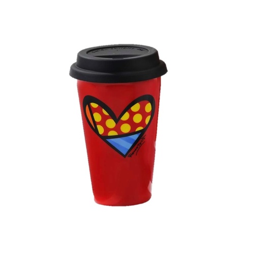 Romero Britto Porcelain Travel Mug Heart