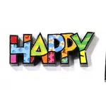 Romero Britto Mini Decor Words - Happy