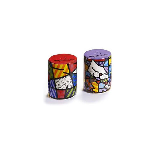 Romero Britto Ceramic Salt & Pepper Shakers Set Of 2 - Cat