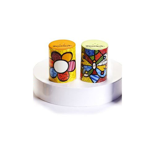 Romero Britto Ceramic Salt & Pepper Shakers Set Of 2 - Flower