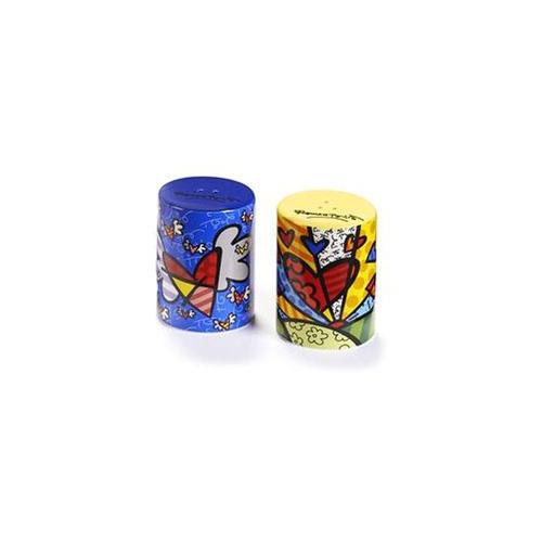 Romero Britto Ceramic Salt & Pepper Shakers Set Of 2 - Heart