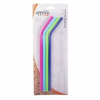 Appetito Reusable Silicone Drinking Straws Set 4 With Brush - Bent