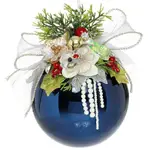 Mark Roberts Floral Jeweled Ball Hanging Ornament - Shiny Dark Blue