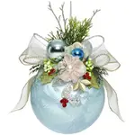 Mark Roberts Floral Jeweled Ball Hanging Ornament - Frosted Light Blue