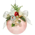 Mark Roberts Floral Jeweled Ball Hanging Ornament - Frosted Pink
