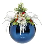 Mark Roberts Floral Jeweled Ball Hanging Ornament - Shiny Dark Blue