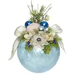 Mark Roberts Floral Jeweled Ball Hanging Ornament - Frosted Light Blue