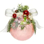 Mark Roberts Floral Jeweled Ball Hanging Ornament - Frosted Pink