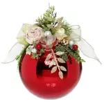 Mark Roberts Floral Jeweled Ball Hanging Ornament - Shiny Red