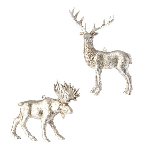 Raz Hanging Ornaments - Set Of 2 Moose And Deer Ornaments