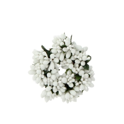 Raz Ornament - Beaded Berry Candle Ring White 4"