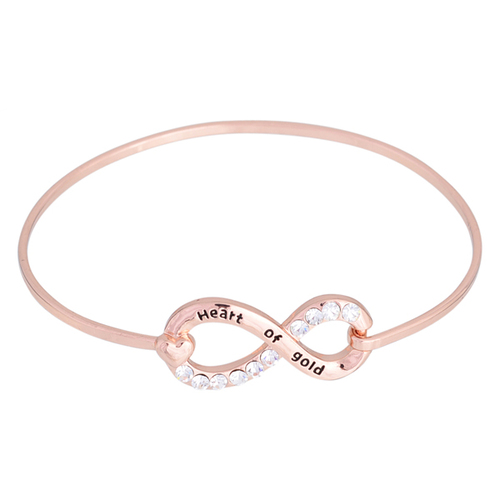 Equilibrium Infinity Sentiment Bangle Rose Gold - Heart Of Gold