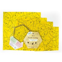 Buzzee Organic Beeswax Reusable Food Wraps - Busy Bees (4 Pack)