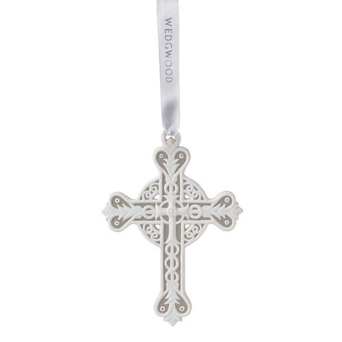 Wedgwood Christmas Figural Cross Ornament - Grey