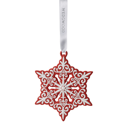 Wedgwood Christmas Pierced Snowflake Ornament - Red