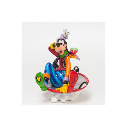 Disney Britto Goofy In Sled Mini Figurine