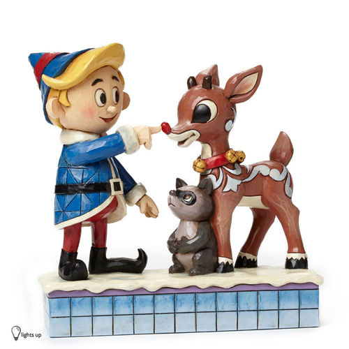 PRE PRODUCTION SAMPLE - Rudolph Traditions by Jim Shore - Hermey and Rudolph with Lighted Nose