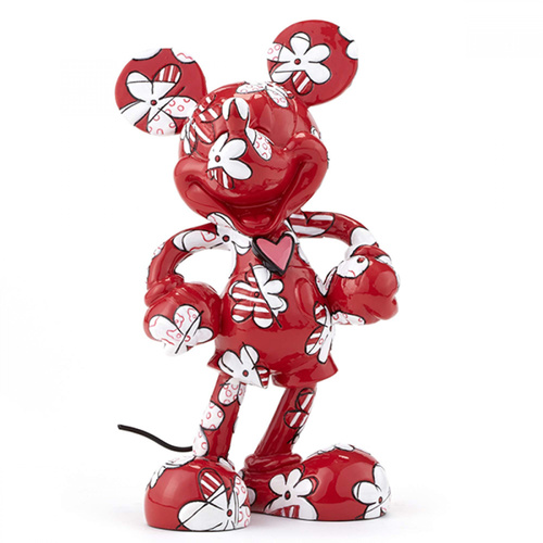 Disney Britto Mickey Wrapped In Flowers Figurine (Red)